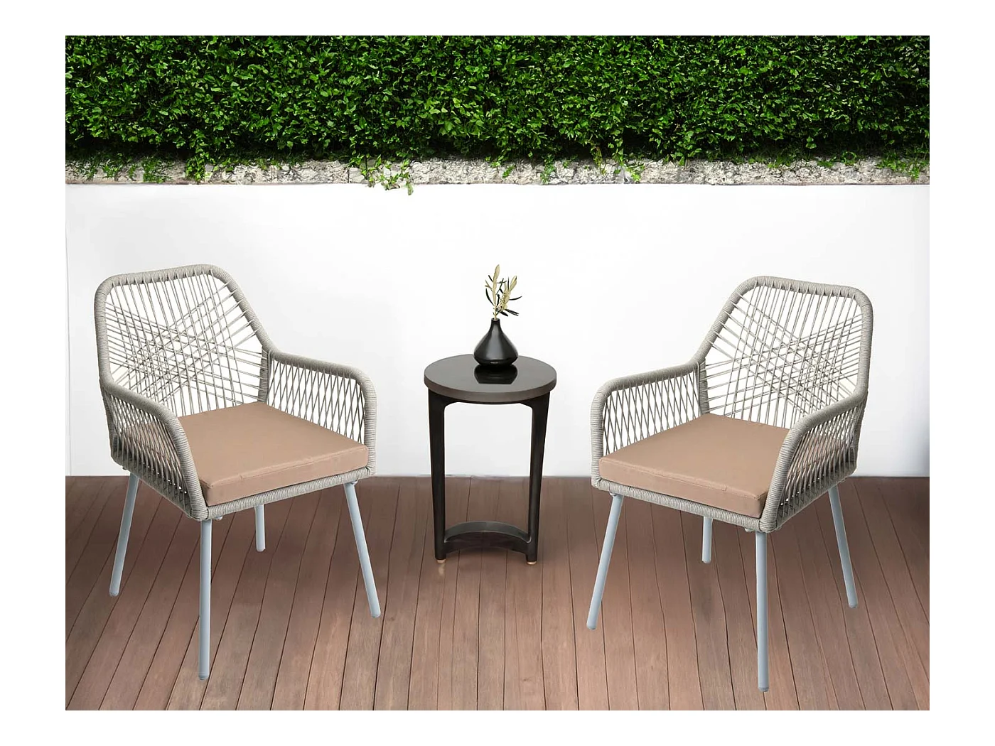 Cadeira de jardim MCW-O12 (conjunto de 2),  cinzento, cobertura taupe