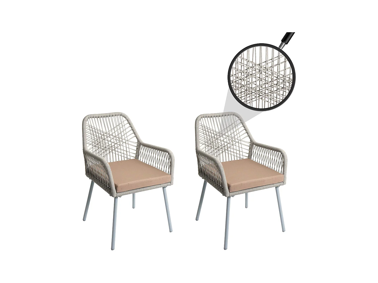 Chaise de jardin MCW-O12 (lot de 2),  gris, housse taupe