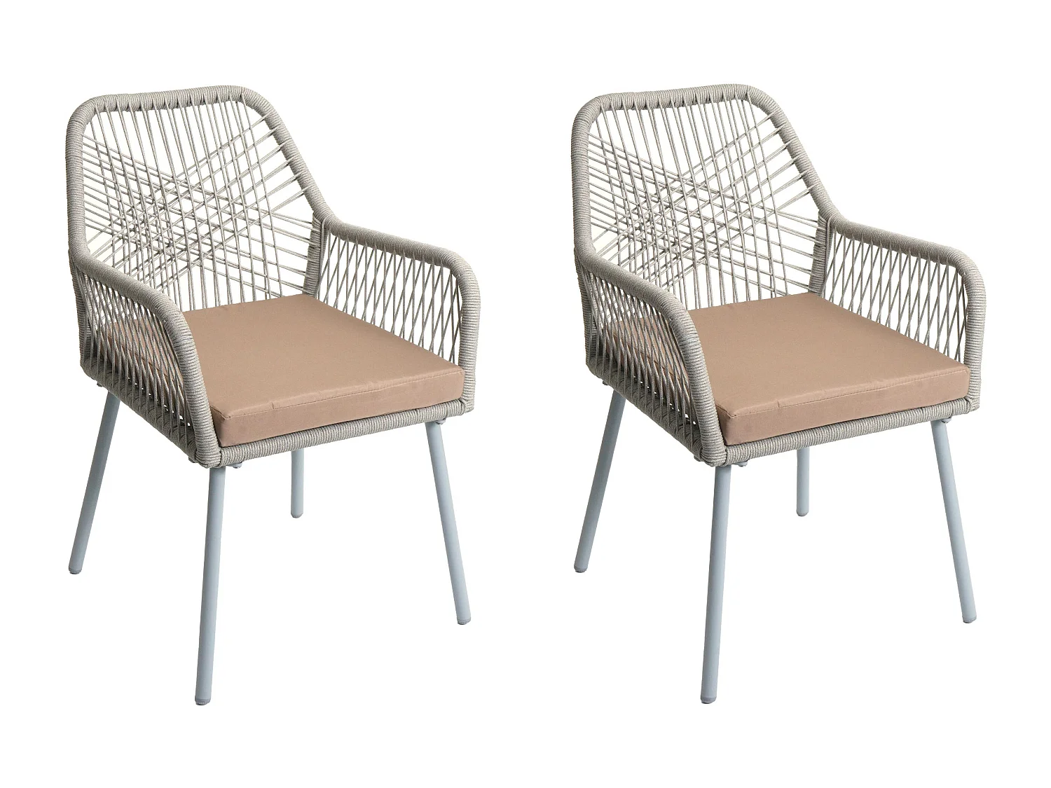 Cadeira de jardim MCW-O12 (conjunto de 2),  cinzento, cobertura taupe