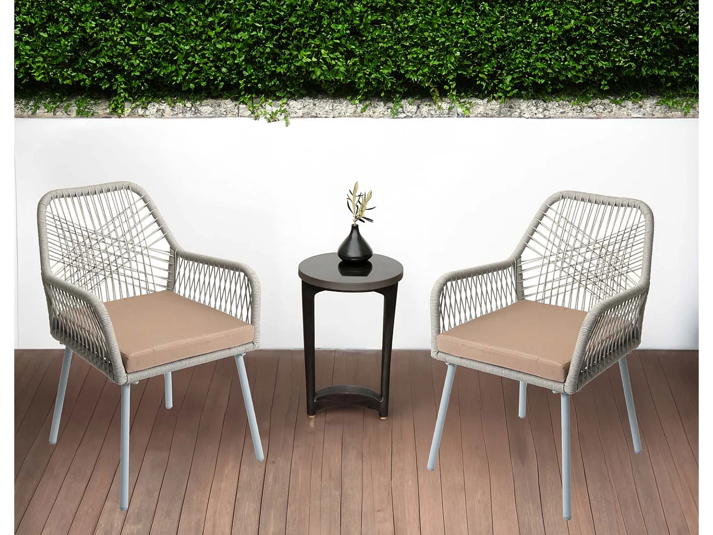 Cadeira de jardim MCW-O12 (conjunto de 2),  cinzento, cobertura taupe