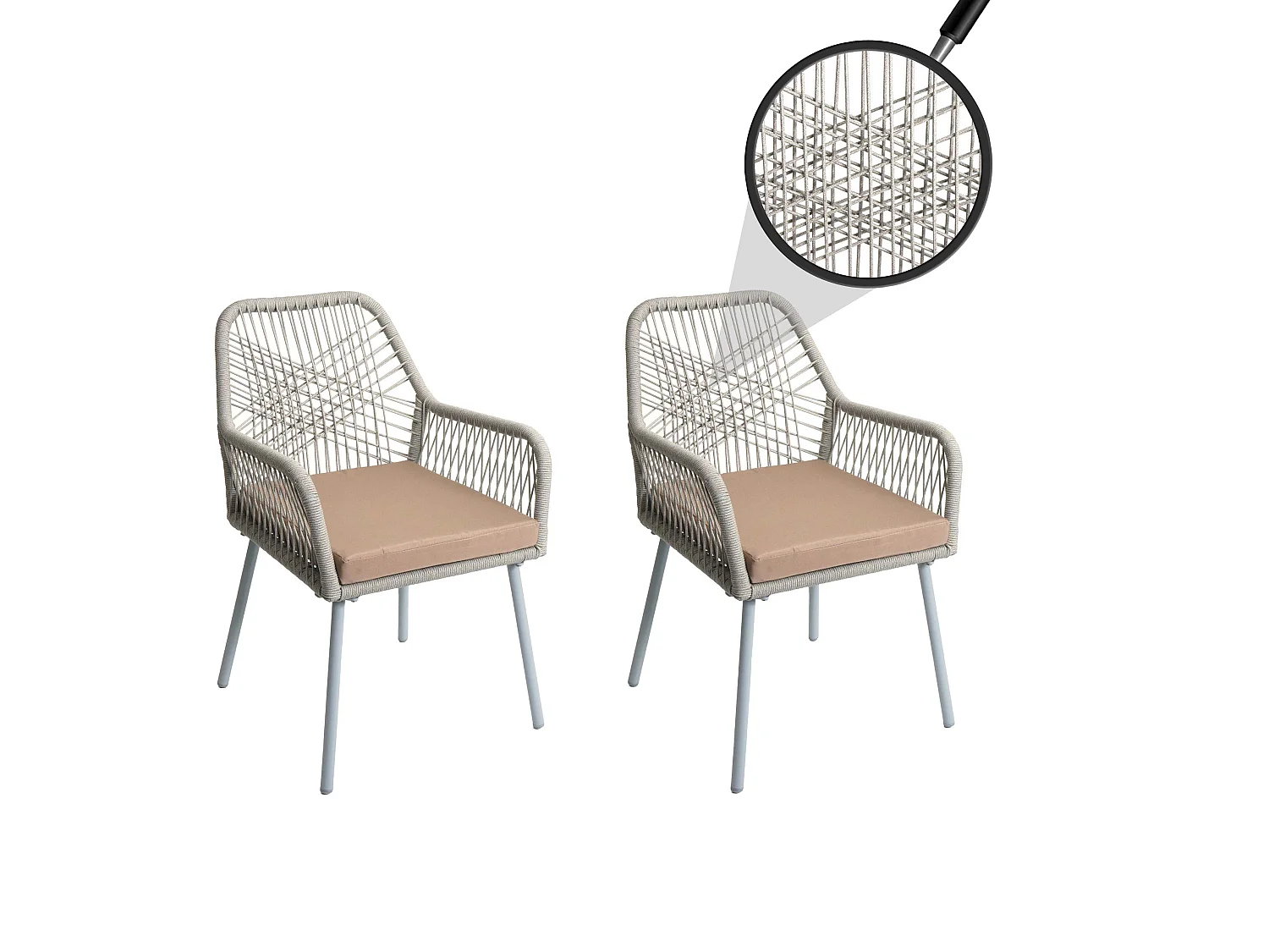 Tuinstoel MCW-O12 (set van 2),  grijs, hoes taupe