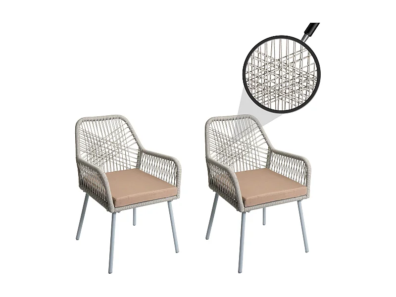 Chaise de jardin MCW-O12 (lot de 2),  gris, housse taupe
