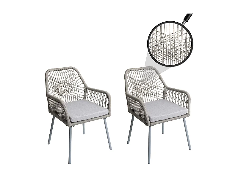 Krzesło ogrodowe MCW-O12 (zestaw 2 sztuk),  szary, pokrowiec szary