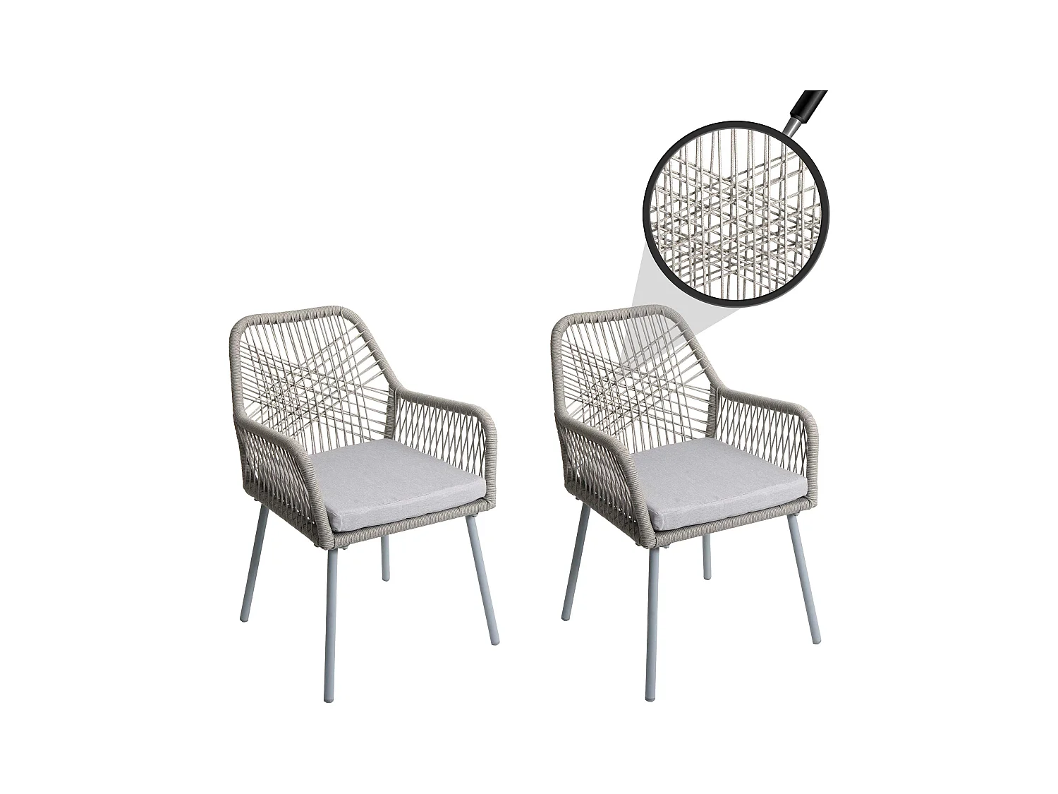 Chaise de jardin MCW-O12 (lot de 2),  gris, housse grise
