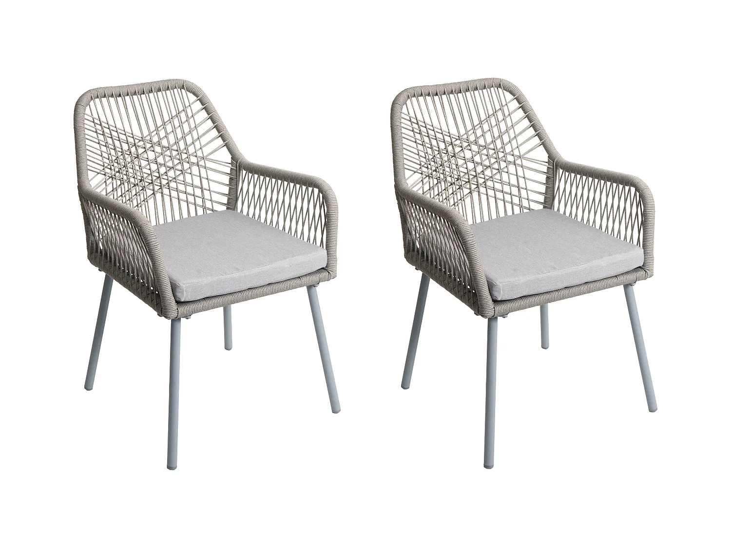 Silla de jardín MCW-O12 (juego de 2),  gris, funda gris