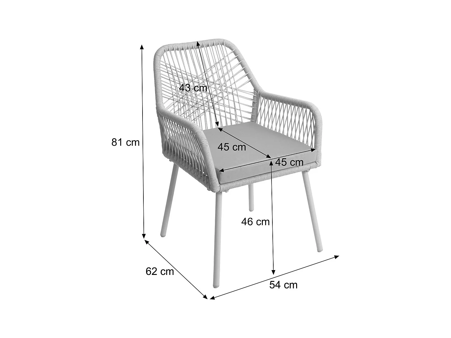 Silla de jardín MCW-O12 (juego de 2),  gris, funda gris