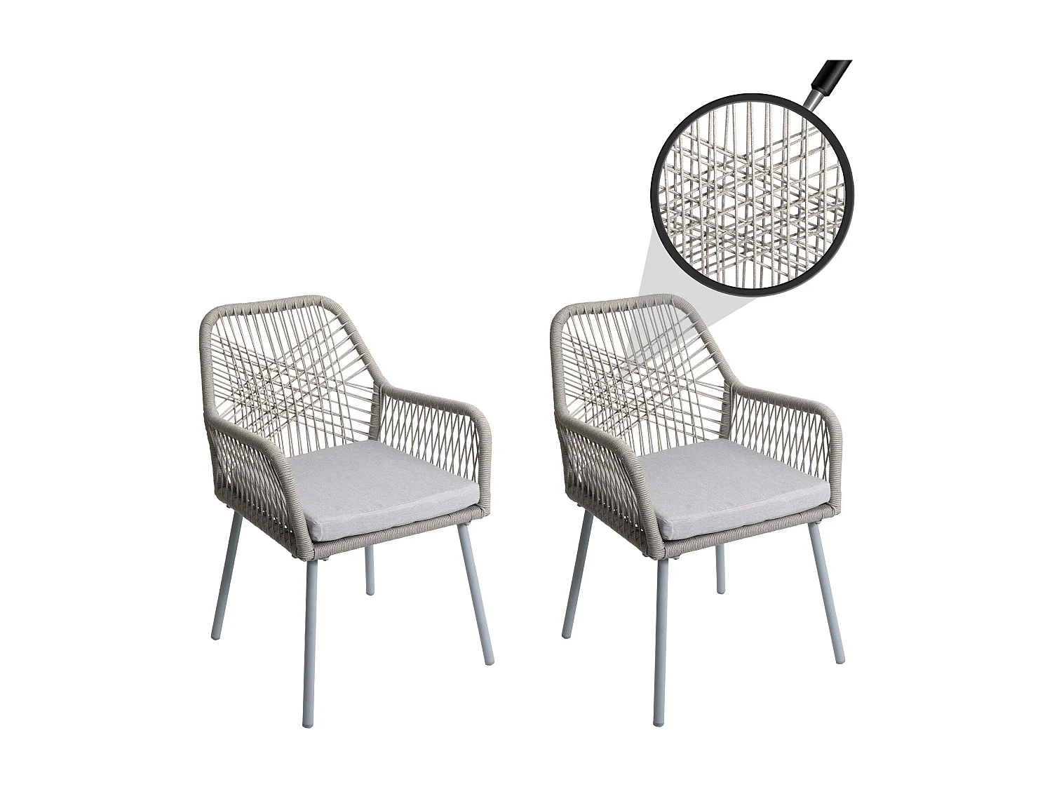 Chaise de jardin MCW-O12 (lot de 2),  gris, housse grise