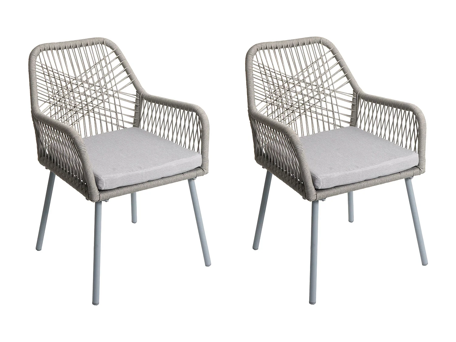 Chaise de jardin MCW-O12 (lot de 2),  gris, housse grise