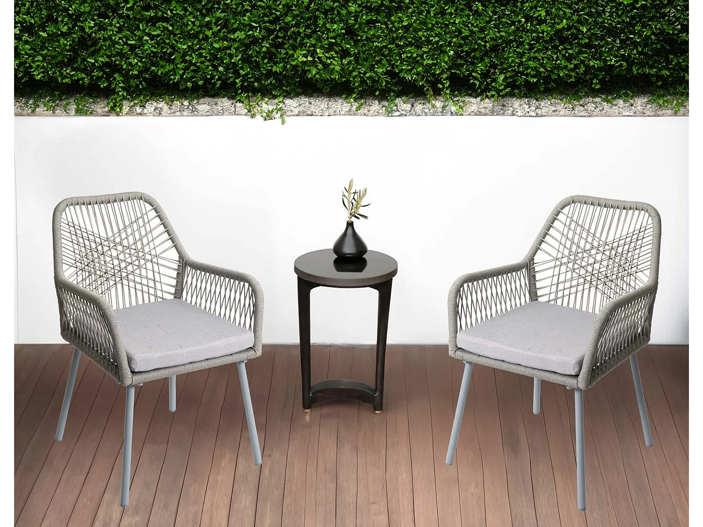 Chaise de jardin MCW-O12 (lot de 2),  gris, housse grise