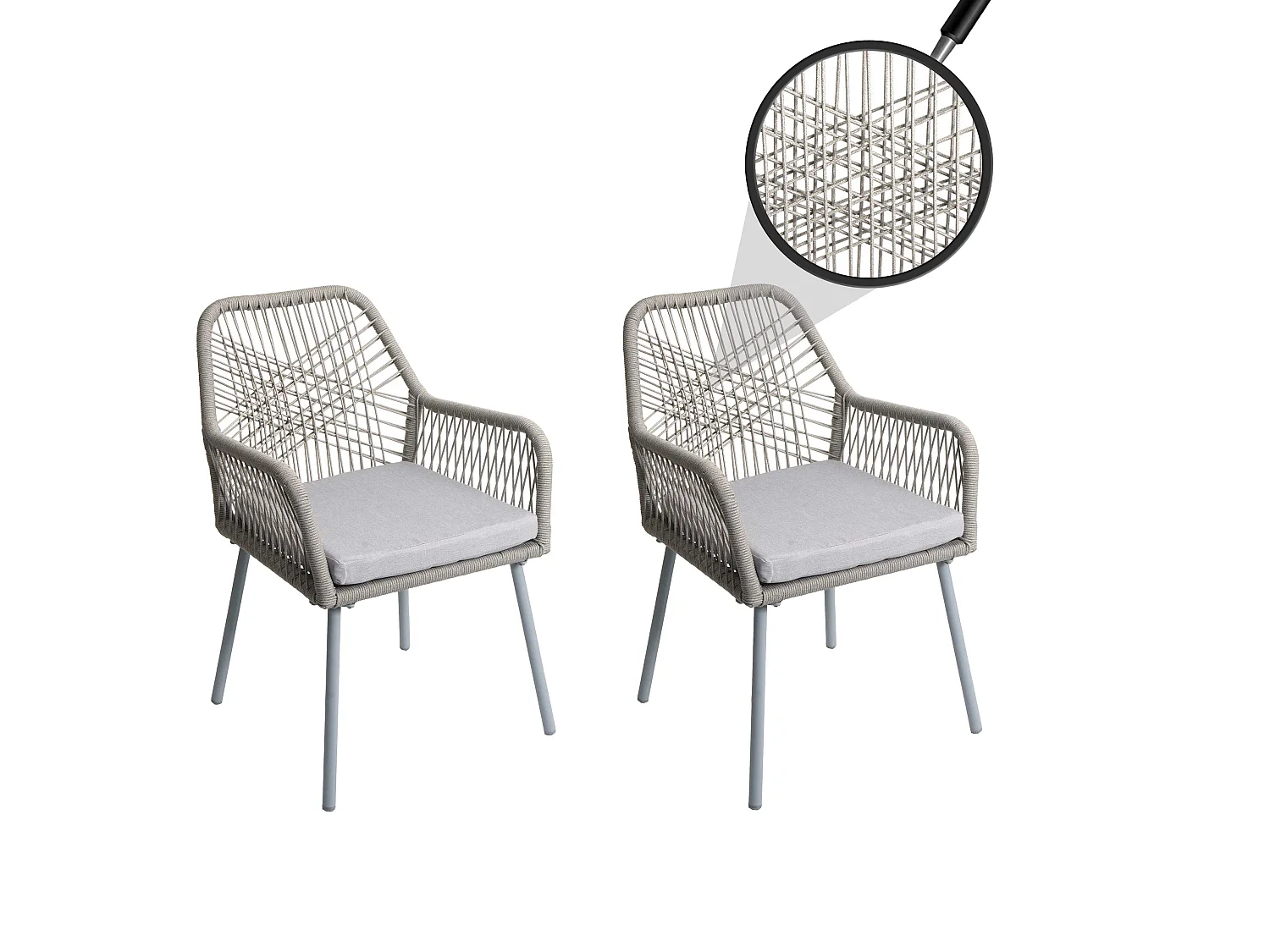 Tuinstoel MCW-O12 (set van 2),  grijs, hoes grijs