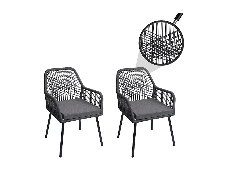 Tuinstoel MCW-O12 (set van 2),  antraciet, hoes donkergrijs