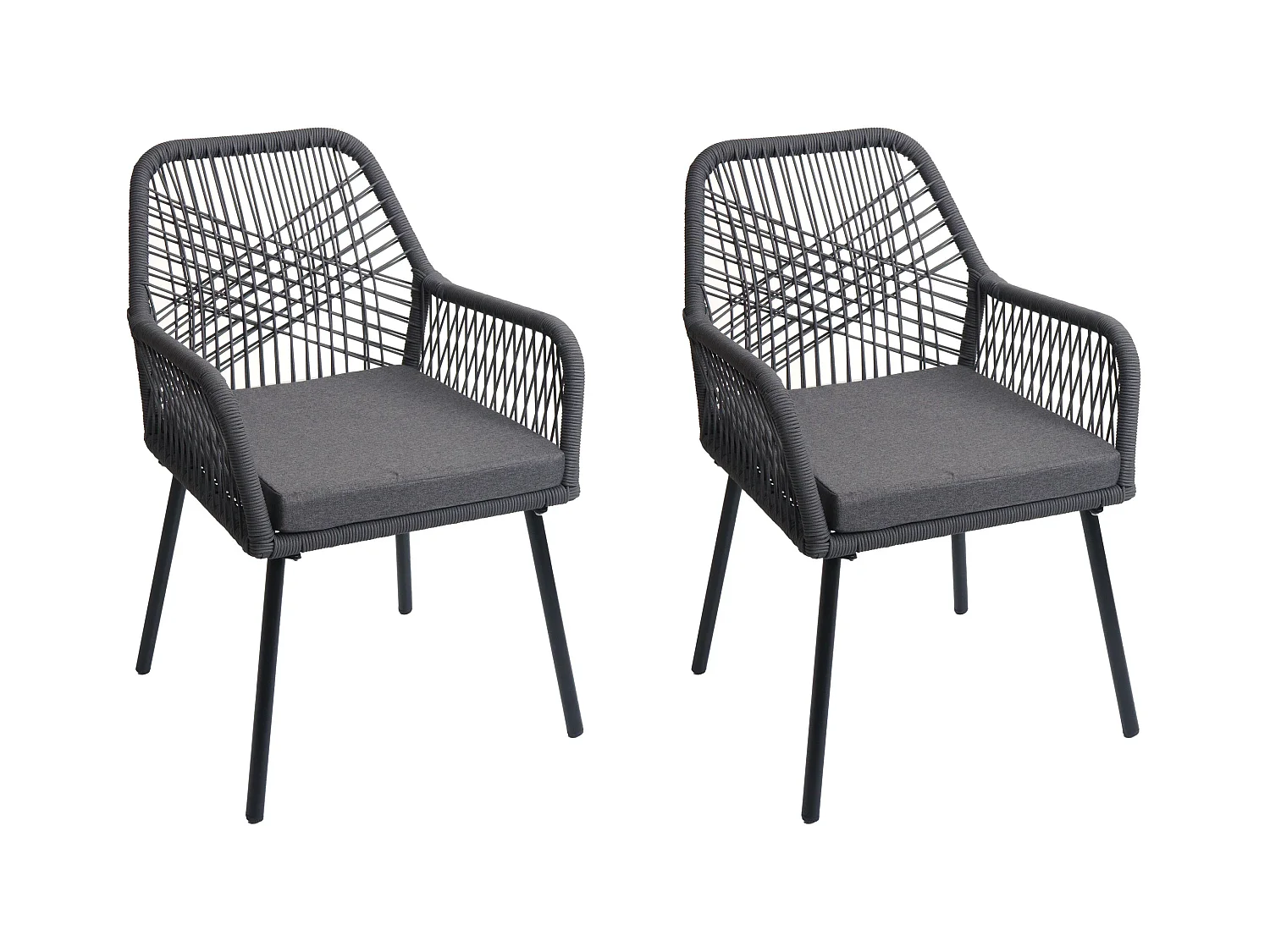 Chaise de jardin MCW-O12 (lot de 2),  anthracite, housse gris foncé