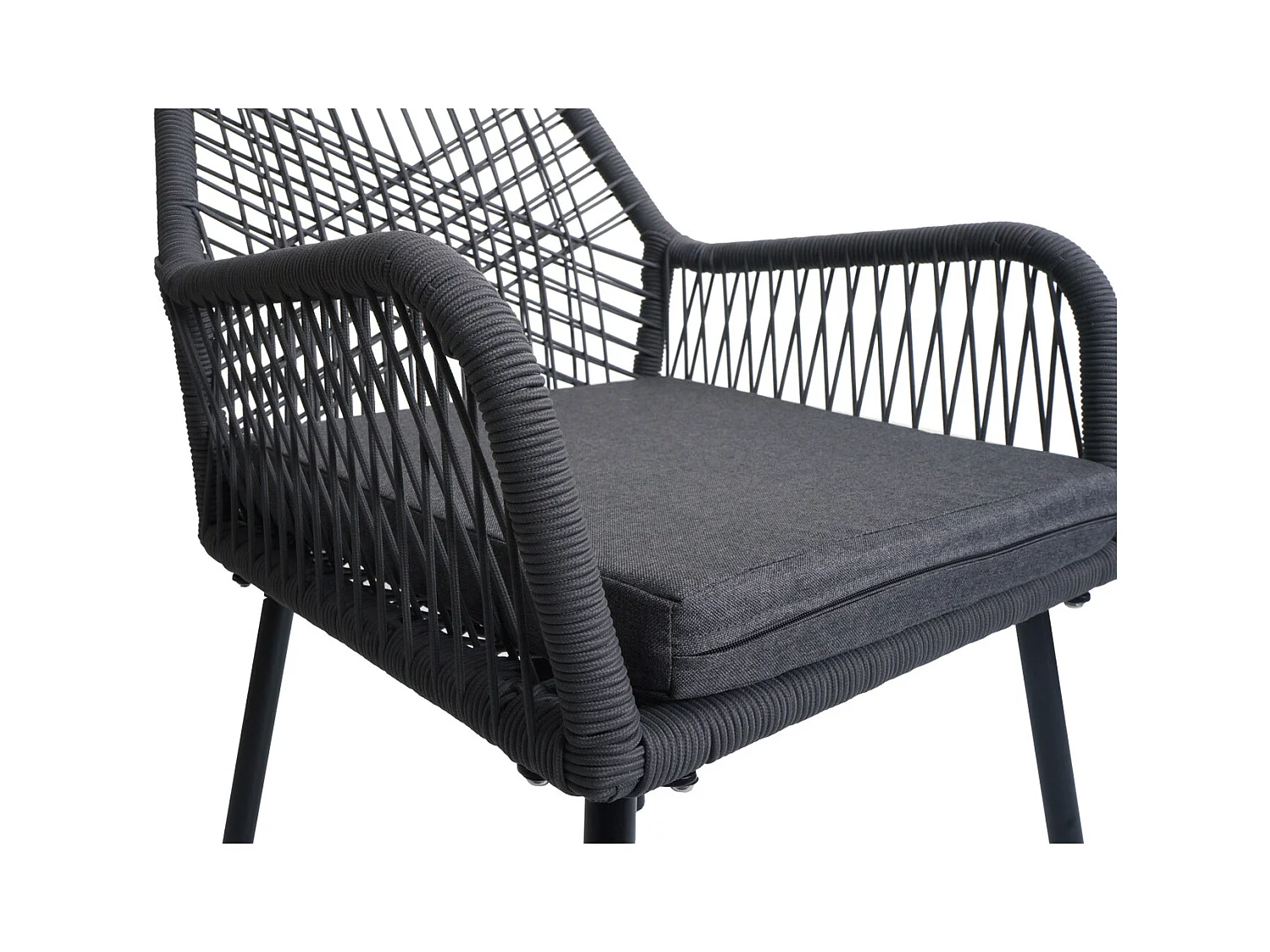 Chaise de jardin MCW-O12 (lot de 2),  anthracite, housse gris foncé