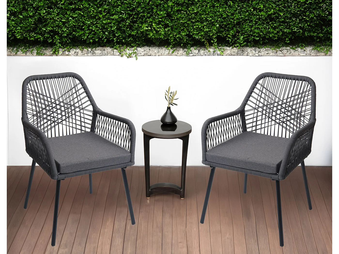 Krzesło ogrodowe MCW-O12 (zestaw 2 sztuk),  antracyt, pokrowiec ciemnoszary