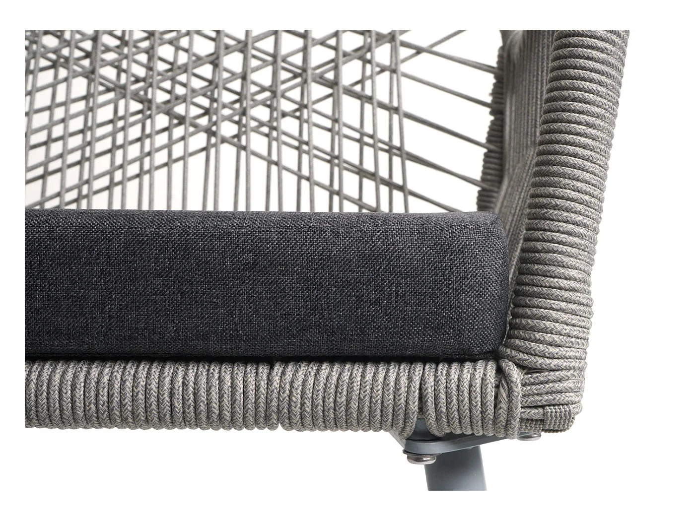 Set 2 sedie da giardino MCW-O12, da esterno alluminio intrecciato a corda Rope ~ grigio chiaro, cuscino grigio scuro