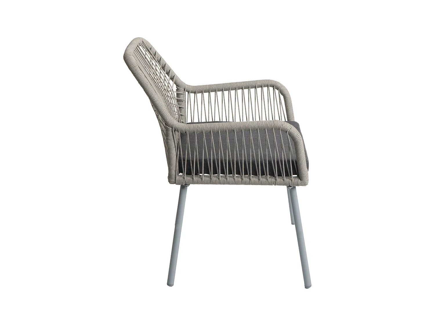 Set 2 sedie da giardino MCW-O12, da esterno alluminio intrecciato a corda Rope ~ grigio chiaro, cuscino grigio scuro