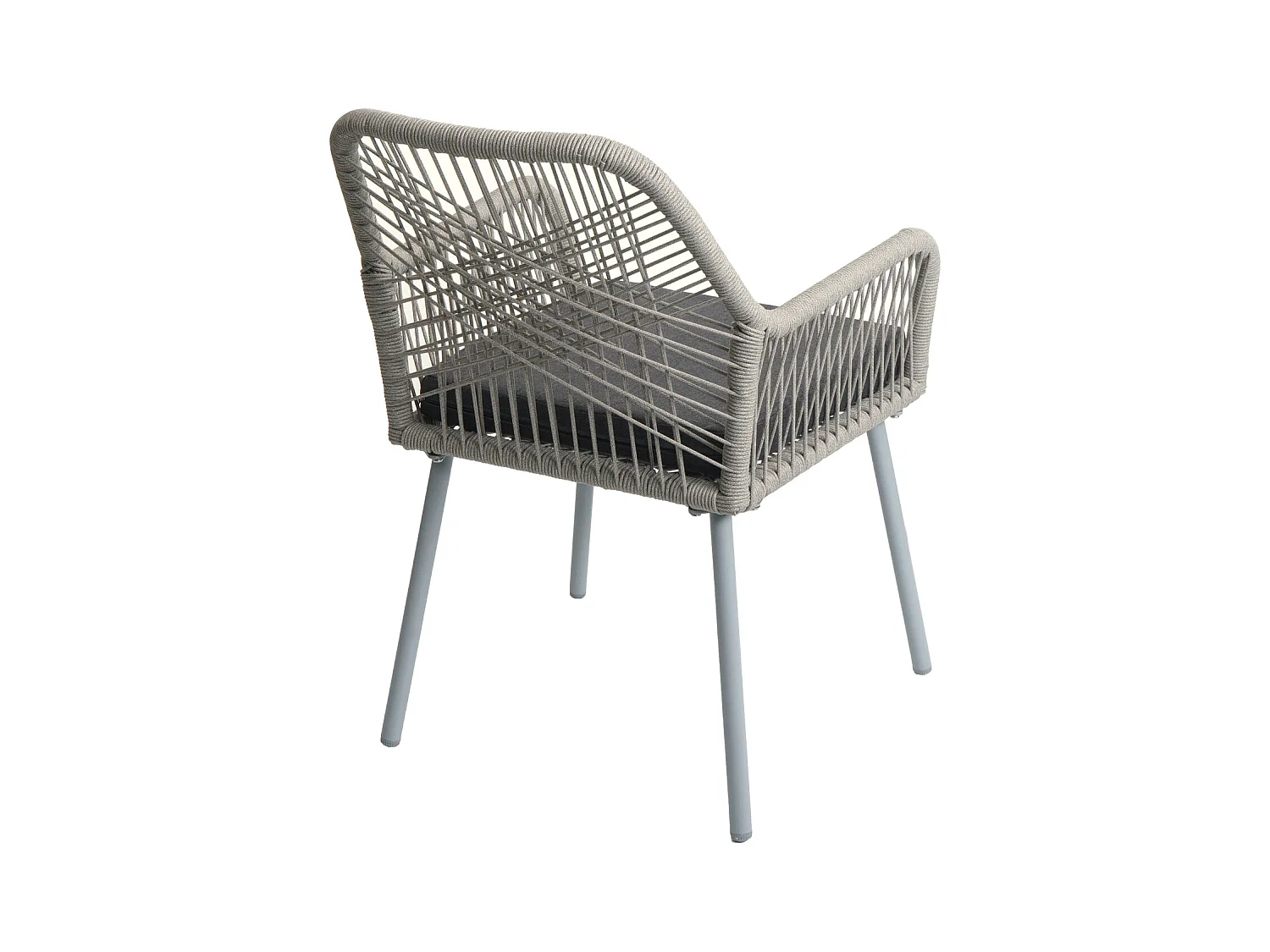 Set 2 sedie da giardino MCW-O12, da esterno alluminio intrecciato a corda Rope ~ grigio chiaro, cuscino grigio scuro