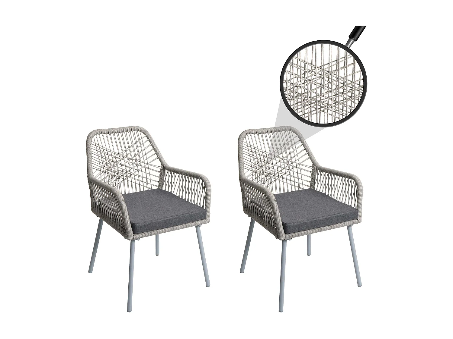 Chaise de jardin MCW-O12 (lot de 2),  gris, housse gris foncé