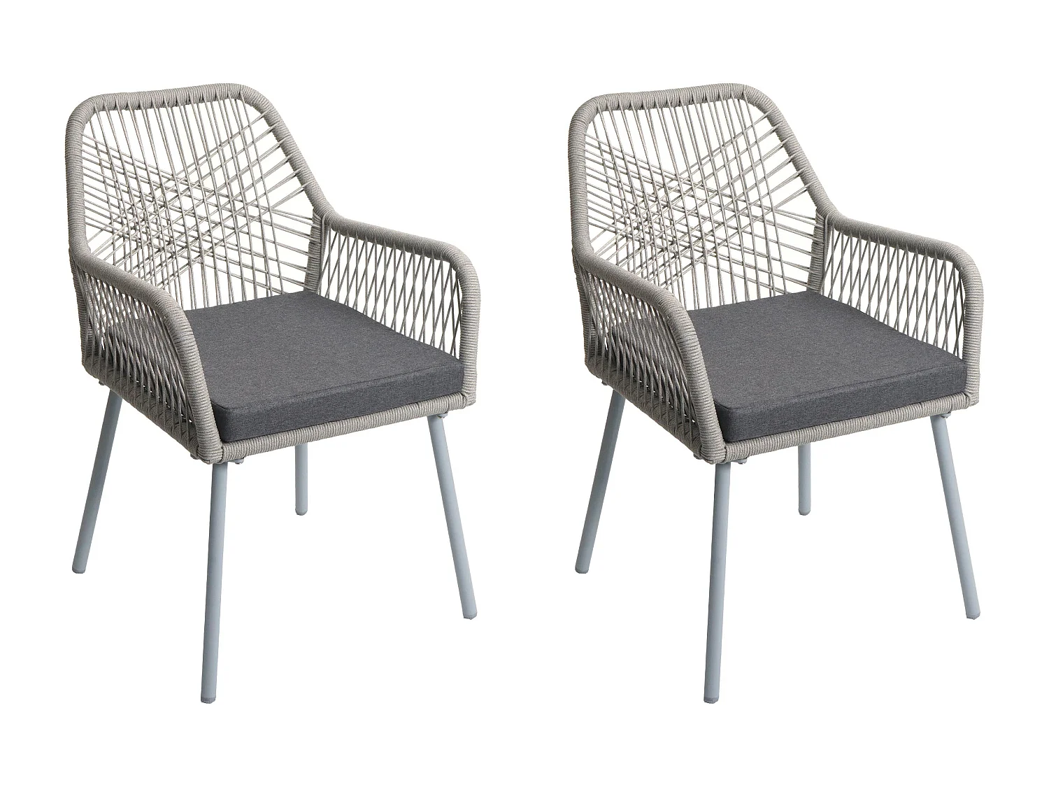 Chaise de jardin MCW-O12 (lot de 2),  gris, housse gris foncé