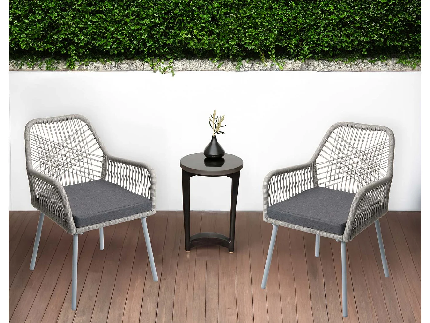 Chaise de jardin MCW-O12 (lot de 2),  gris, housse gris foncé