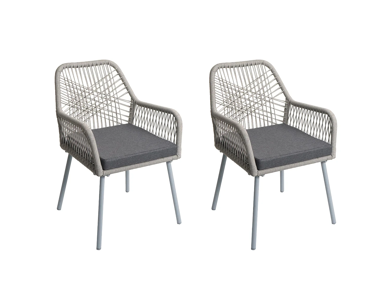 Krzesło ogrodowe MCW-O12 (zestaw 2 sztuk),  szary, pokrowiec ciemnoszary