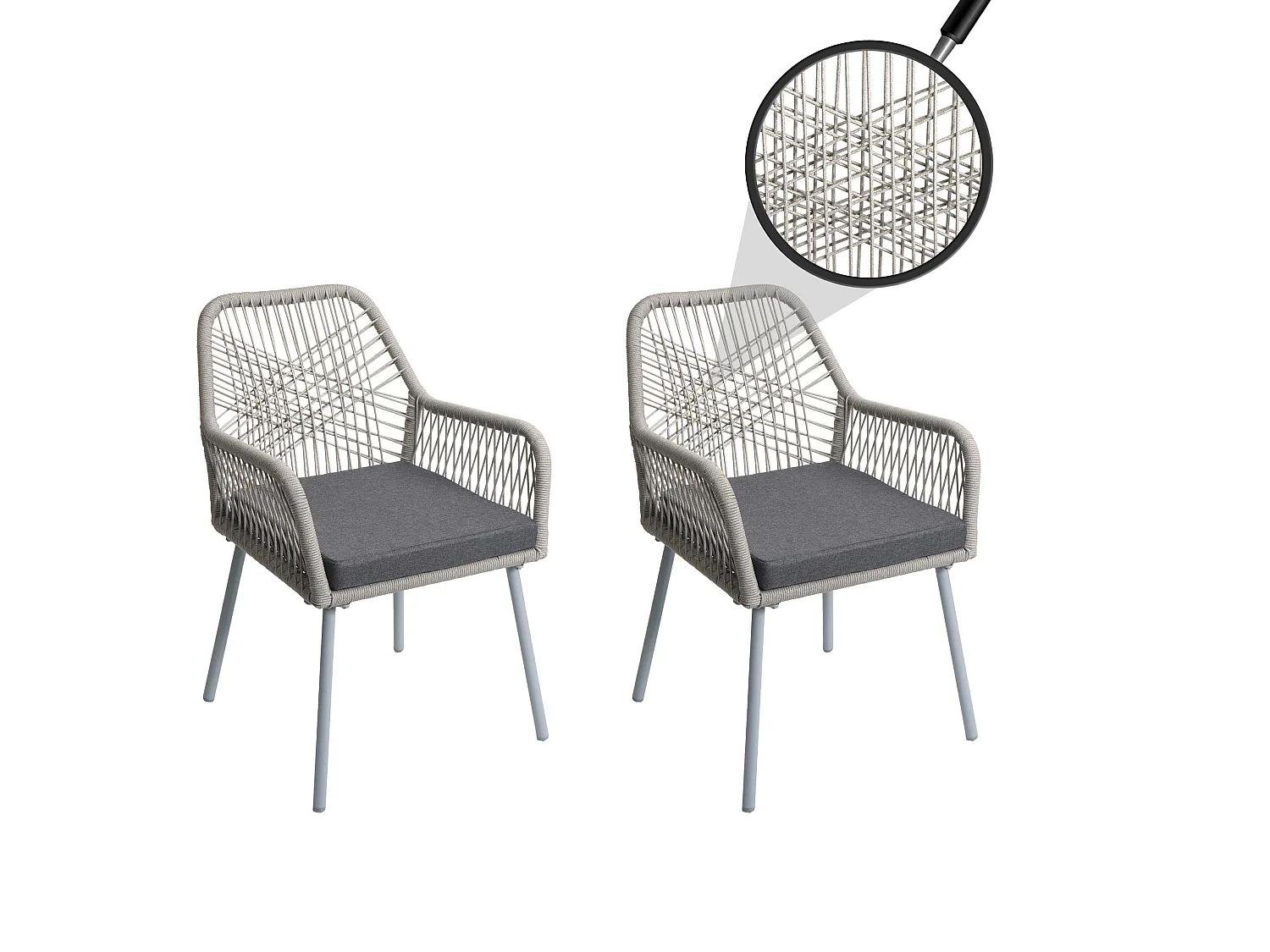 Krzesło ogrodowe MCW-O12 (zestaw 2 sztuk),  szary, pokrowiec ciemnoszary