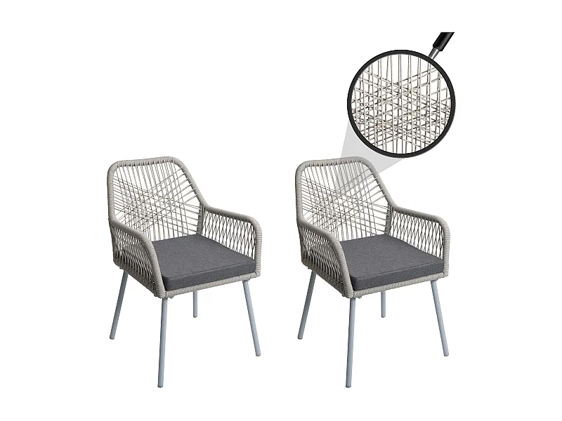 Chaise de jardin MCW-O12 (lot de 2),  gris, housse gris foncé