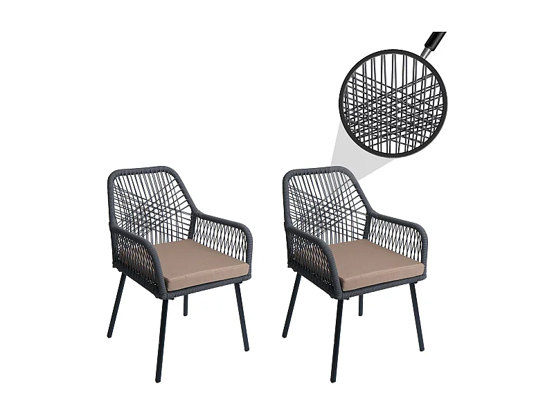 Tuinstoel MCW-O12 (set van 2),  antraciet, hoes taupe