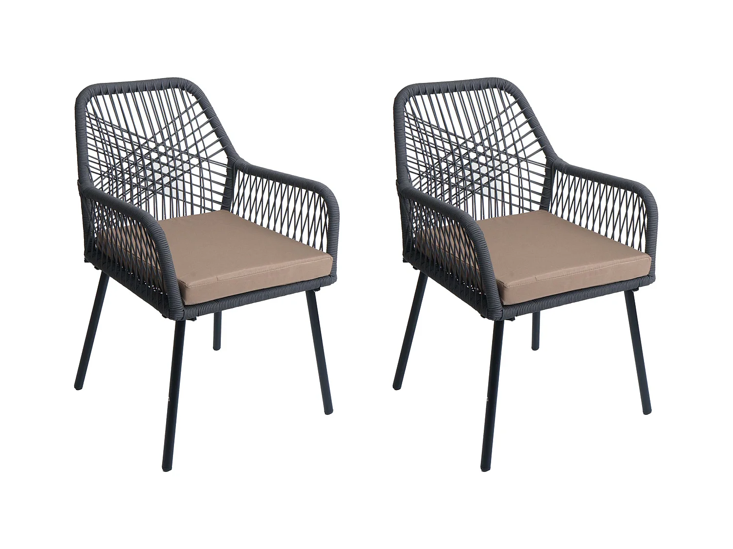 Chaise de jardin MCW-O12 (lot de 2),  anthracite, housse taupe