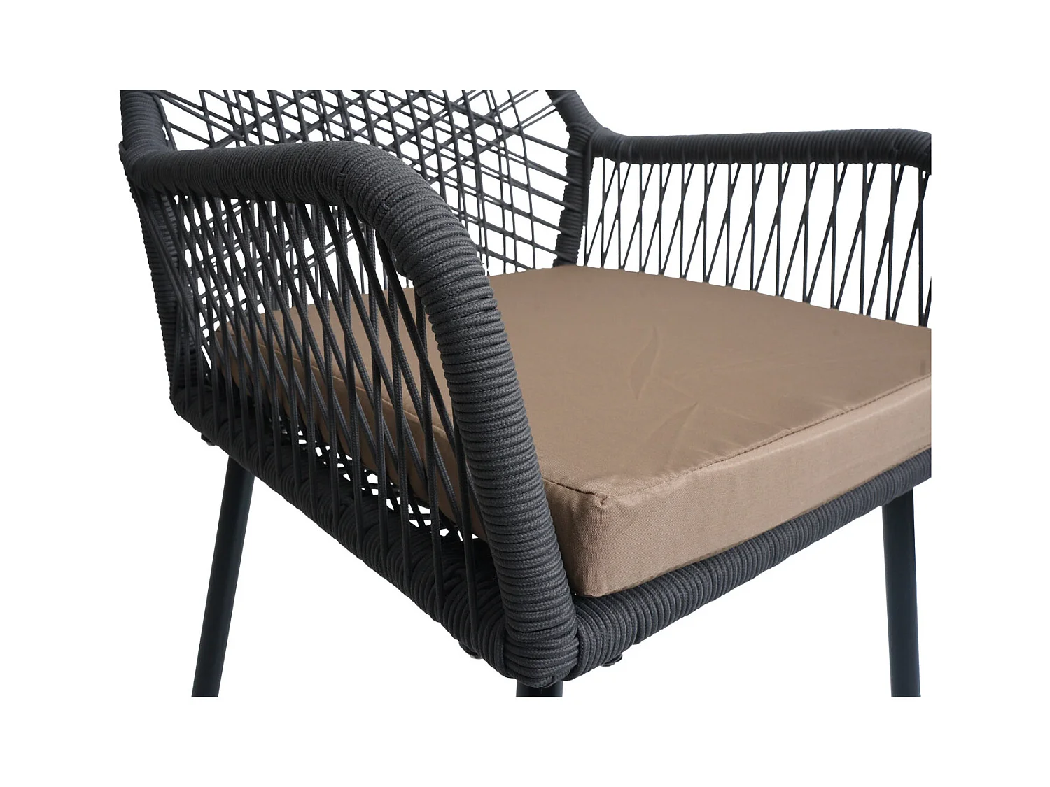 Chaise de jardin MCW-O12 (lot de 2),  anthracite, housse taupe