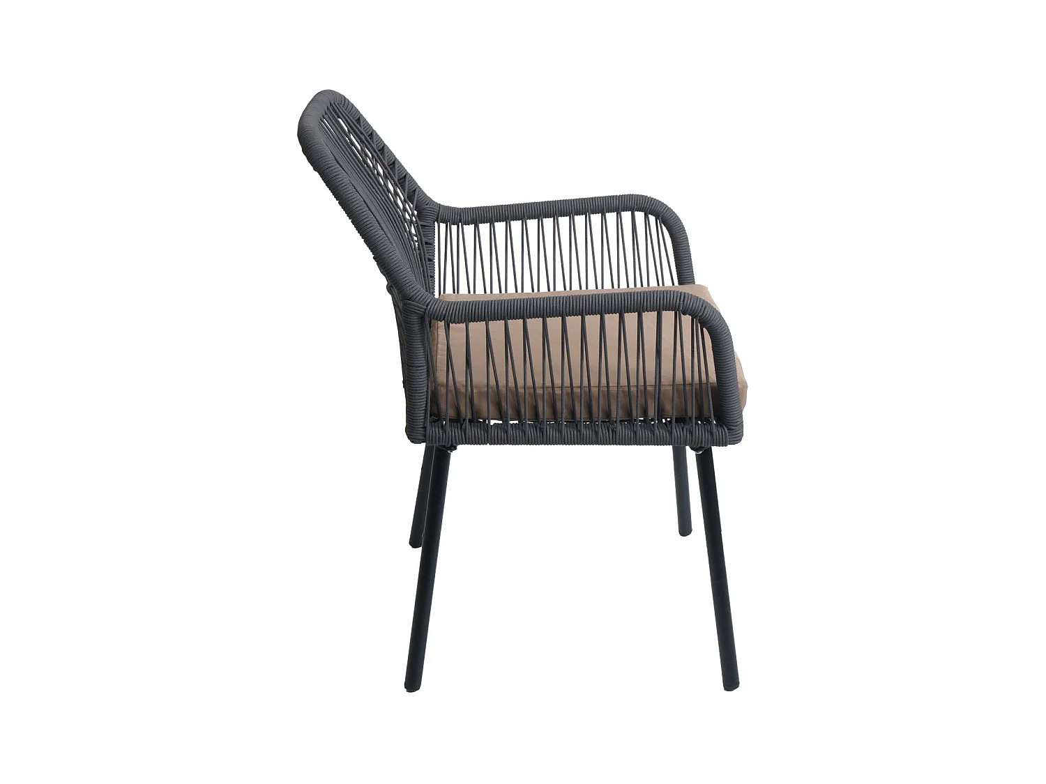 Chaise de jardin MCW-O12 (lot de 2),  anthracite, housse taupe