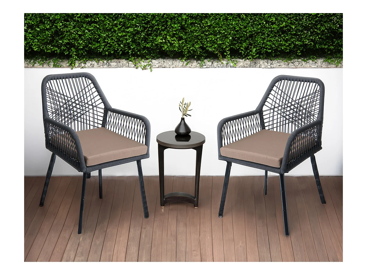 Chaise de jardin MCW-O12 (lot de 2),  anthracite, housse taupe