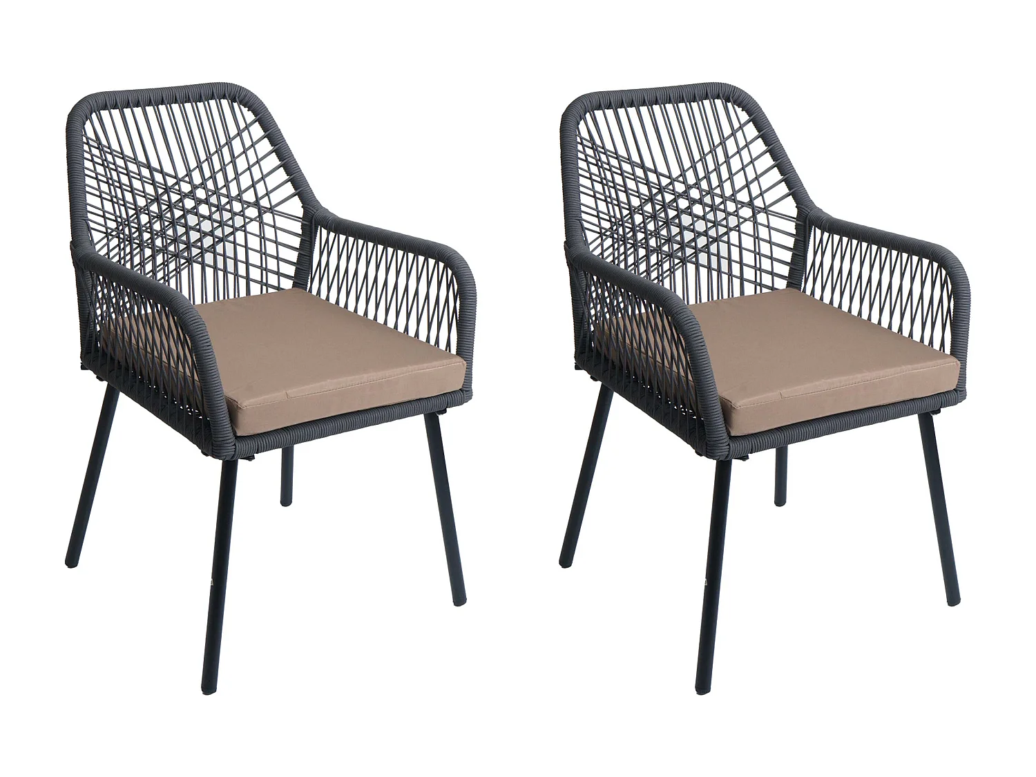 Tuinstoel MCW-O12 (set van 2),  antraciet, hoes taupe