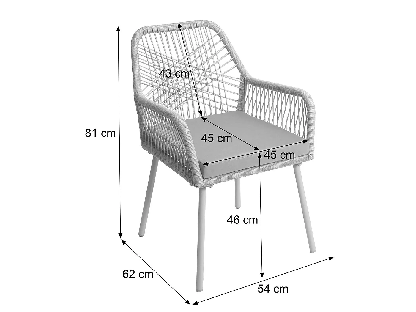 Tuinstoel MCW-O12 (set van 2),  antraciet, hoes taupe
