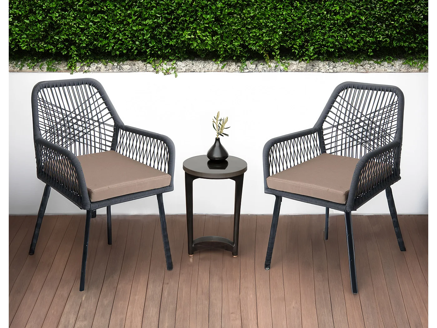 Tuinstoel MCW-O12 (set van 2),  antraciet, hoes taupe