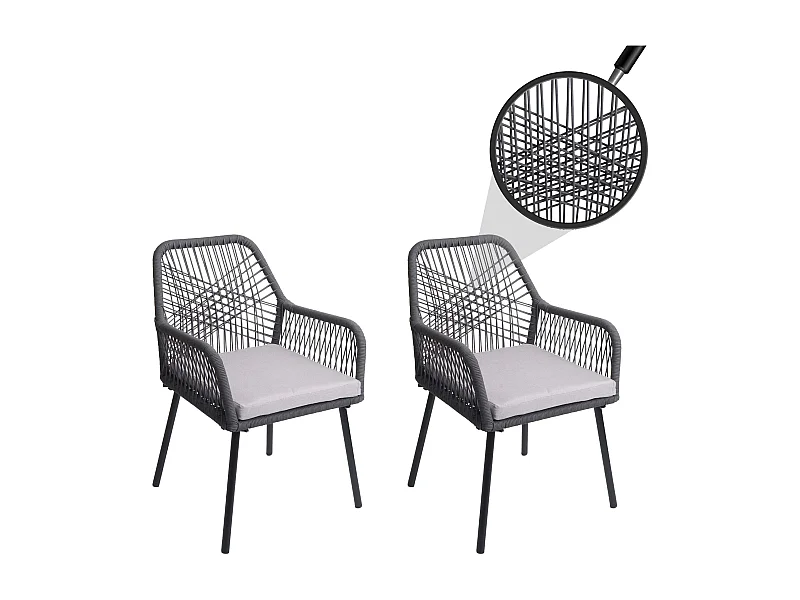 Tuinstoel MCW-O12 (set van 2),  antraciet, hoes grijs