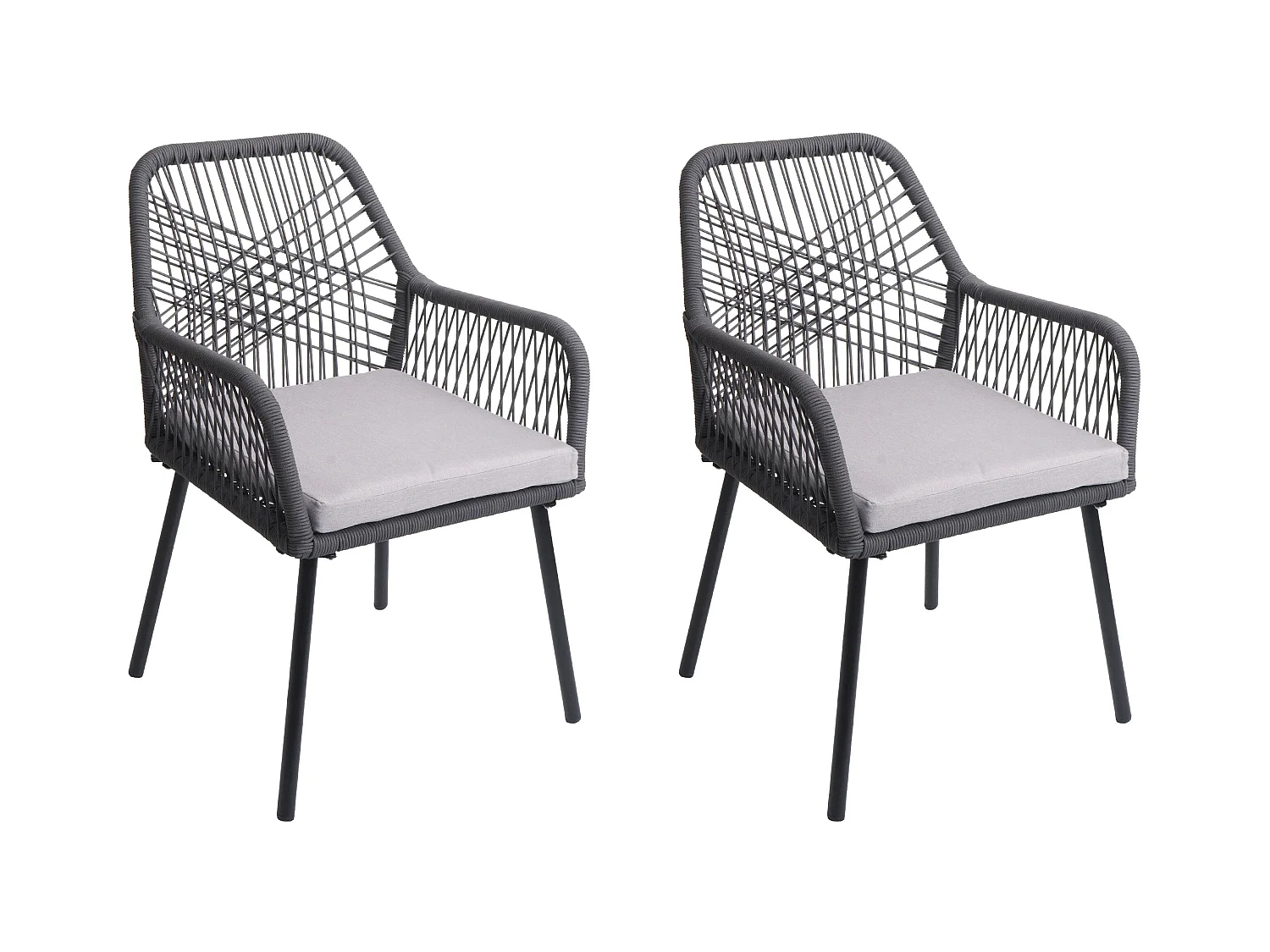 Chaise de jardin MCW-O12 (lot de 2),  anthracite, housse grise