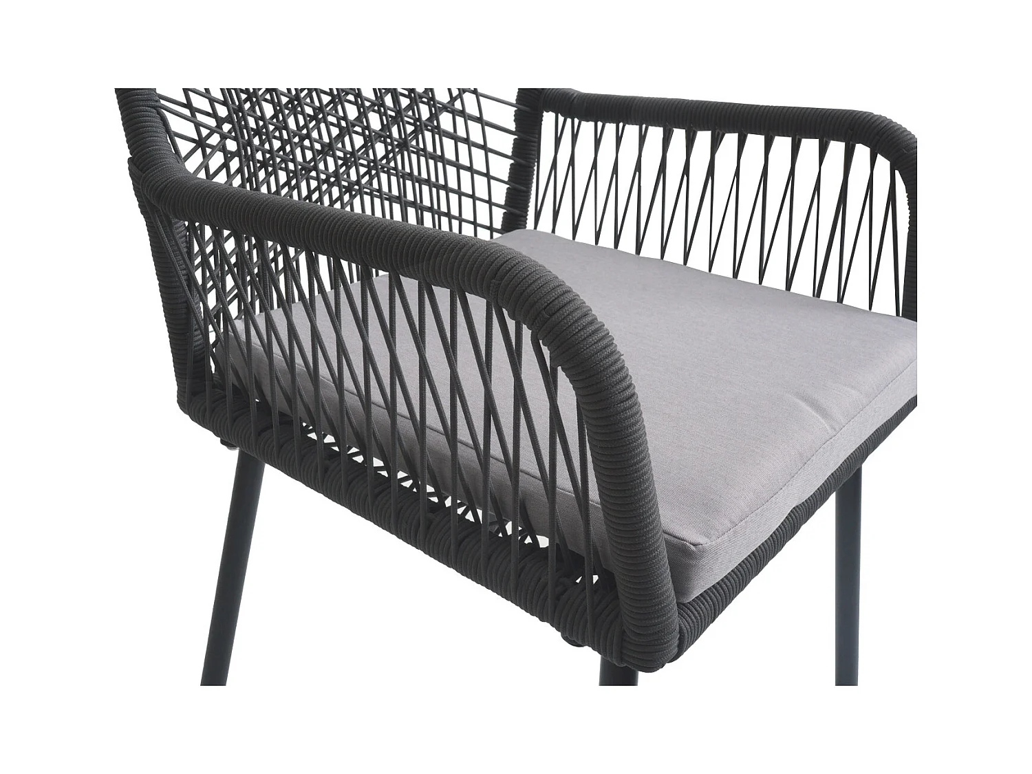 Silla de jardín MCW-O12 (juego de 2),  antracita, funda gris