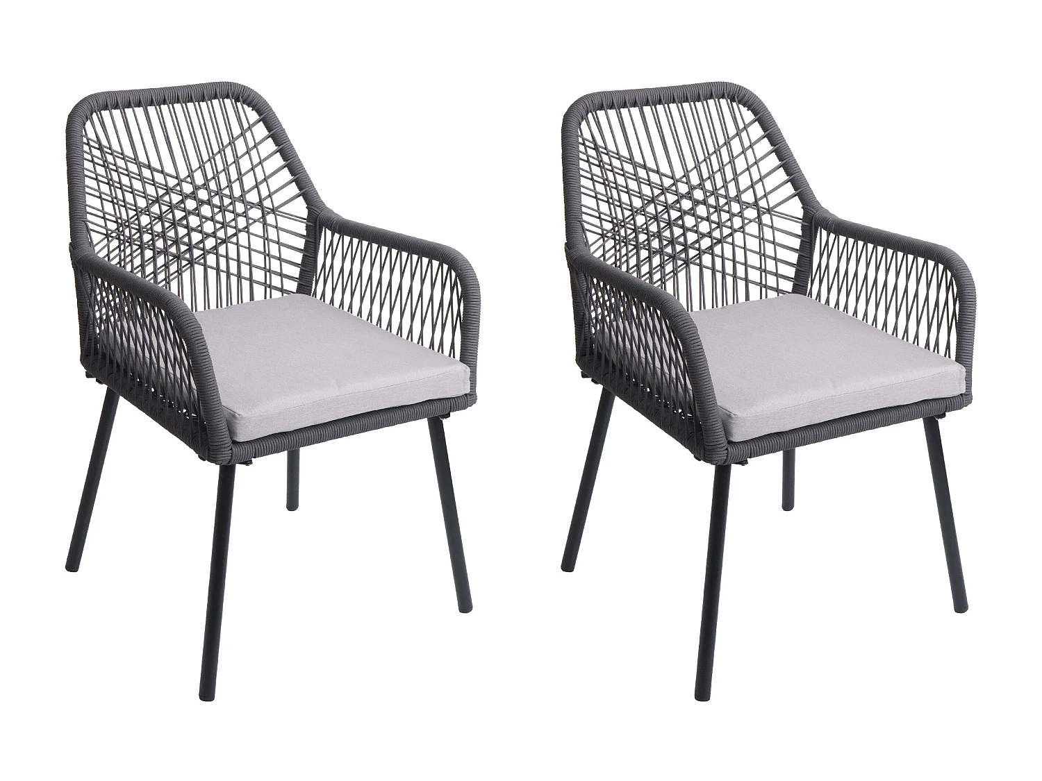Cadeira de jardim MCW-O12 (conjunto de 2),  antracite, cobertura cinzenta