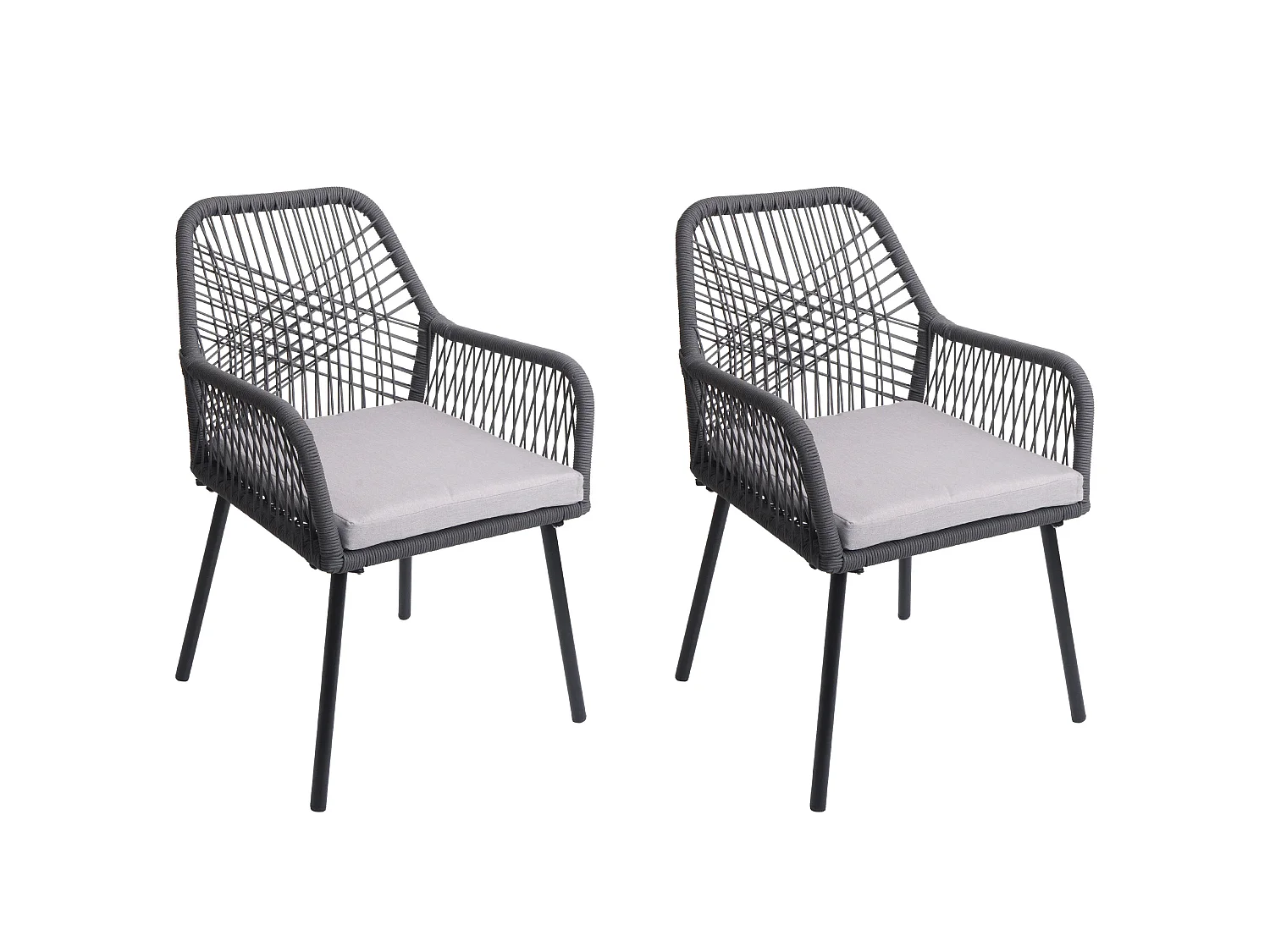 Tuinstoel MCW-O12 (set van 2),  antraciet, hoes grijs