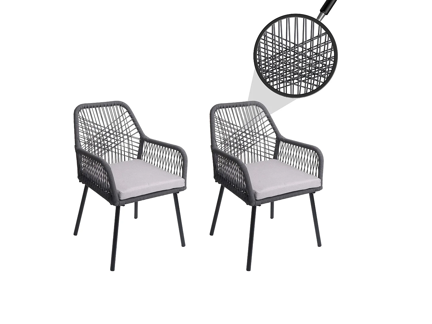 Tuinstoel MCW-O12 (set van 2),  antraciet, hoes grijs