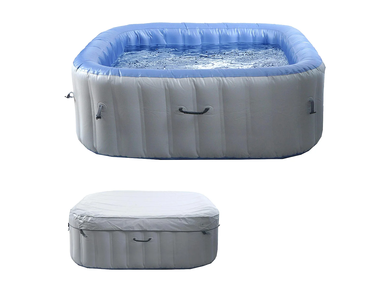 Whirlpool MCW-N97, Ersatz-Pool 6 Personen, In-/Outdoor aufblasbar PVC laminiert, eckig 198cm, grau-blau