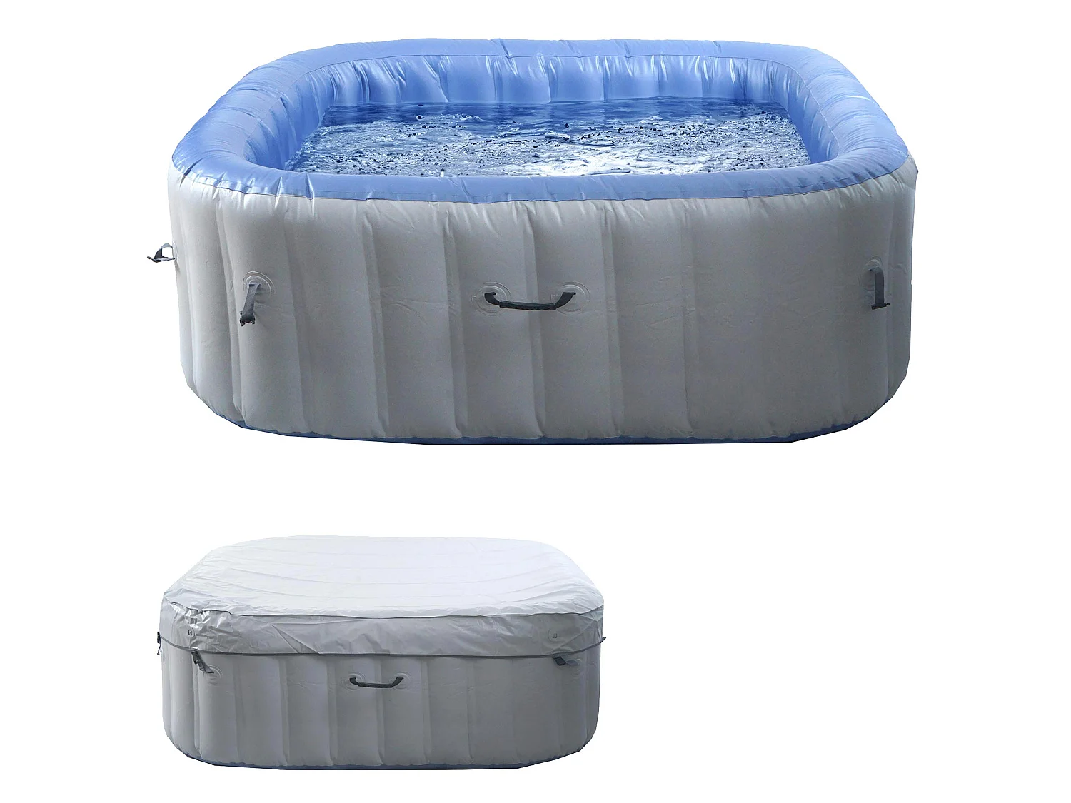Whirlpool MCW-N97, Ersatz-Pool 6 Personen, In-/Outdoor aufblasbar PVC laminiert, eckig 198cm, grau-blau
