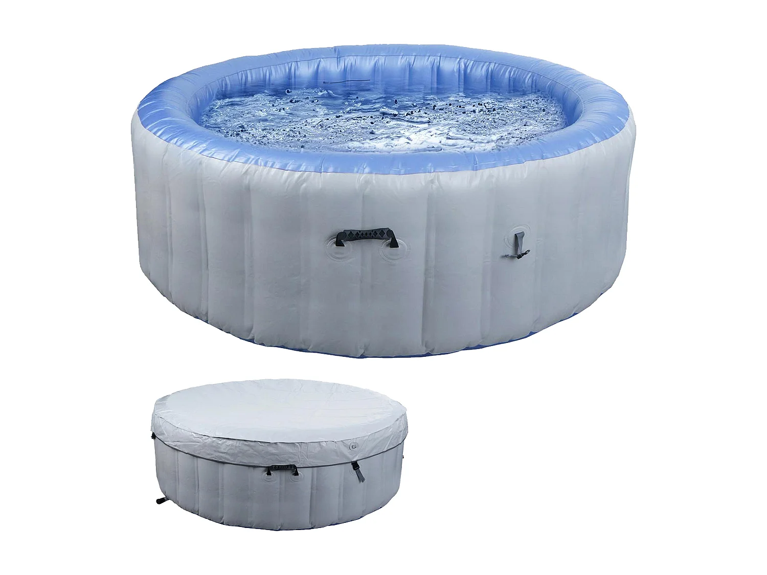 Whirlpool MCW-N97, Ersatz-Pool 5 Personen, In-/Outdoor aufblasbar PVC laminiert, rund Ø198cm, grau-blau