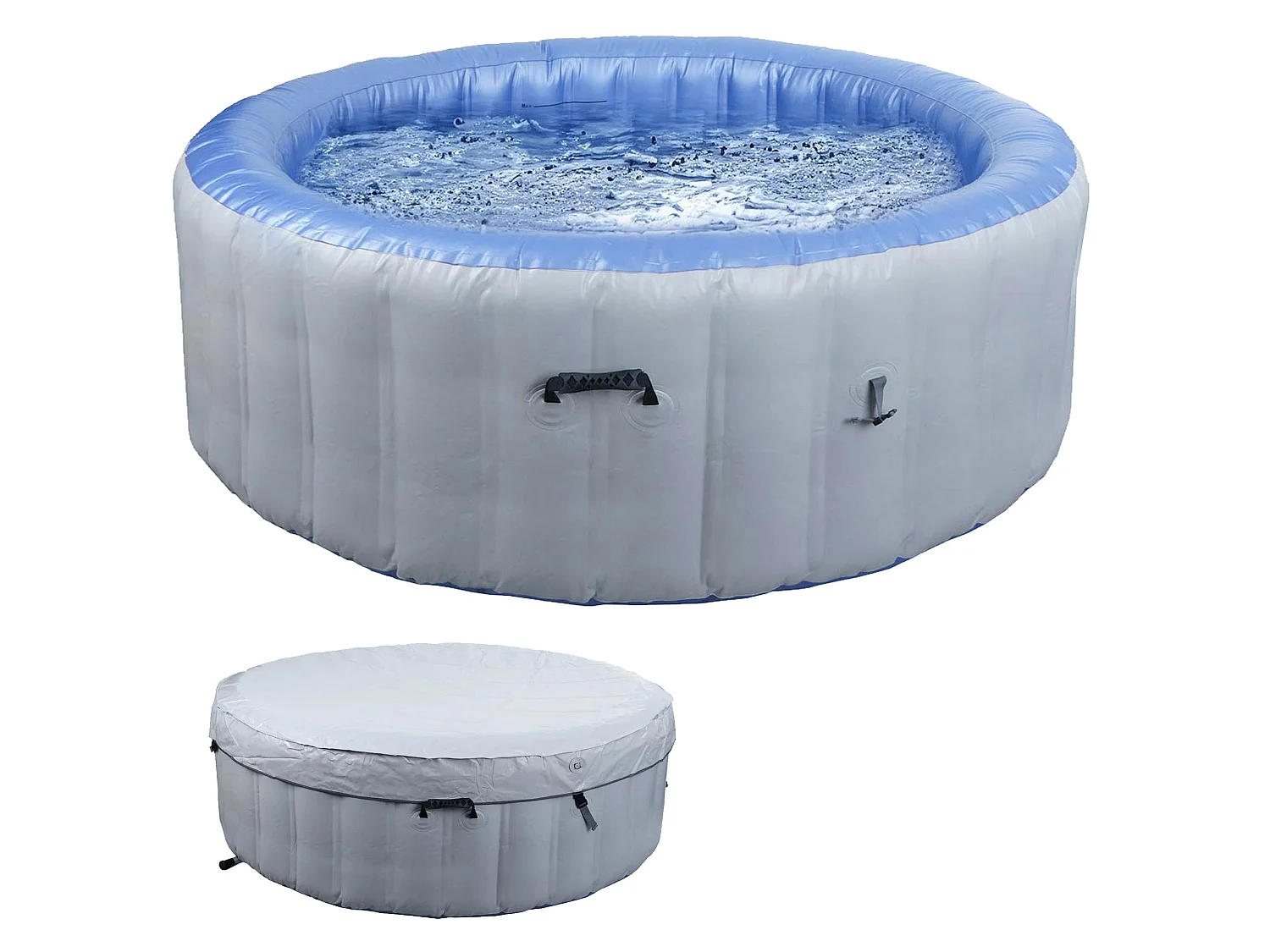 Whirlpool MCW-N97, Ersatz-Pool 5 Personen, In-/Outdoor aufblasbar PVC laminiert, rund Ø198cm, grau-blau
