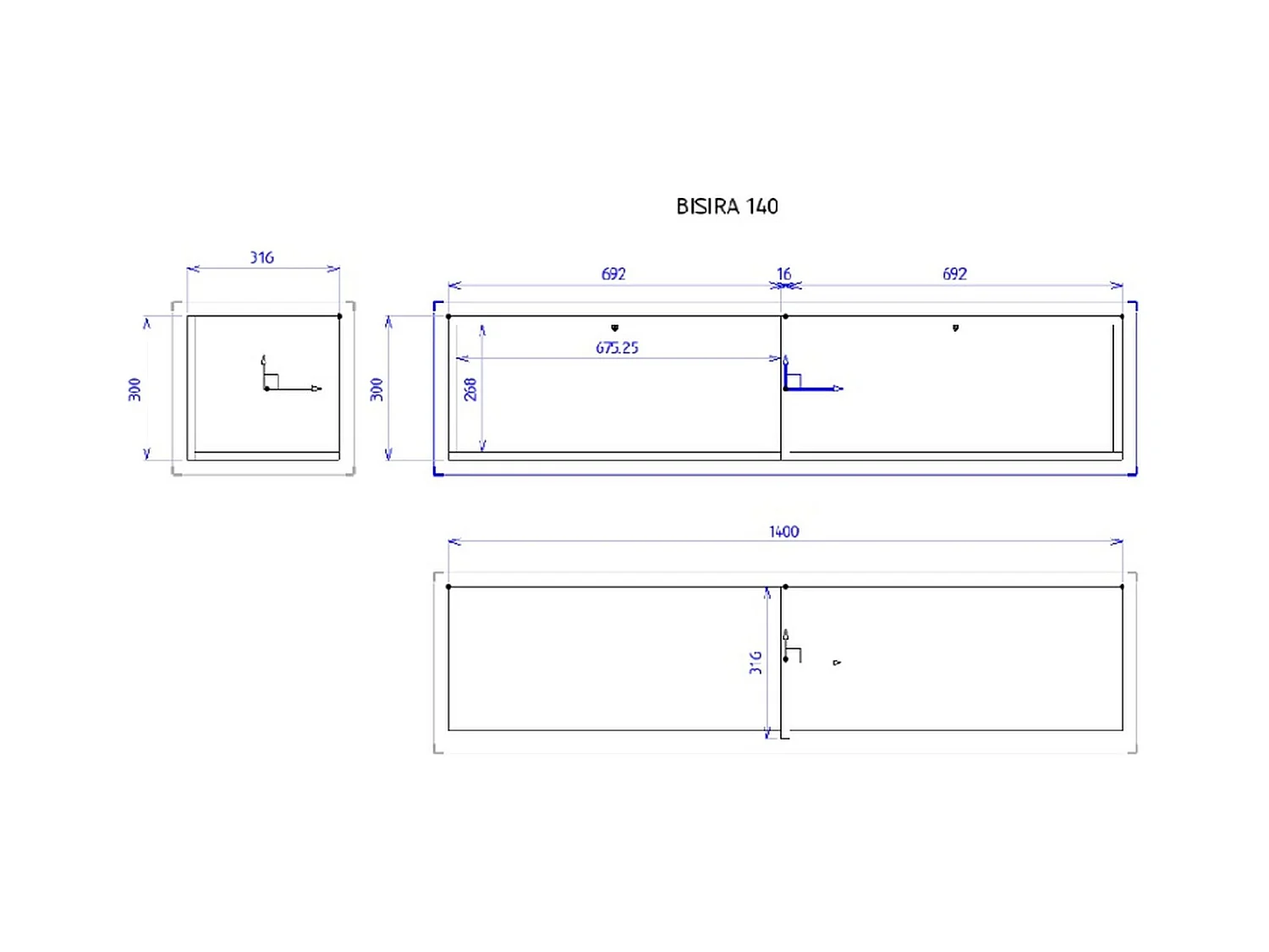 Mobile TV sospeso con effetto Marmo - Bianco Egger / Oro - 140 cm - Bisira