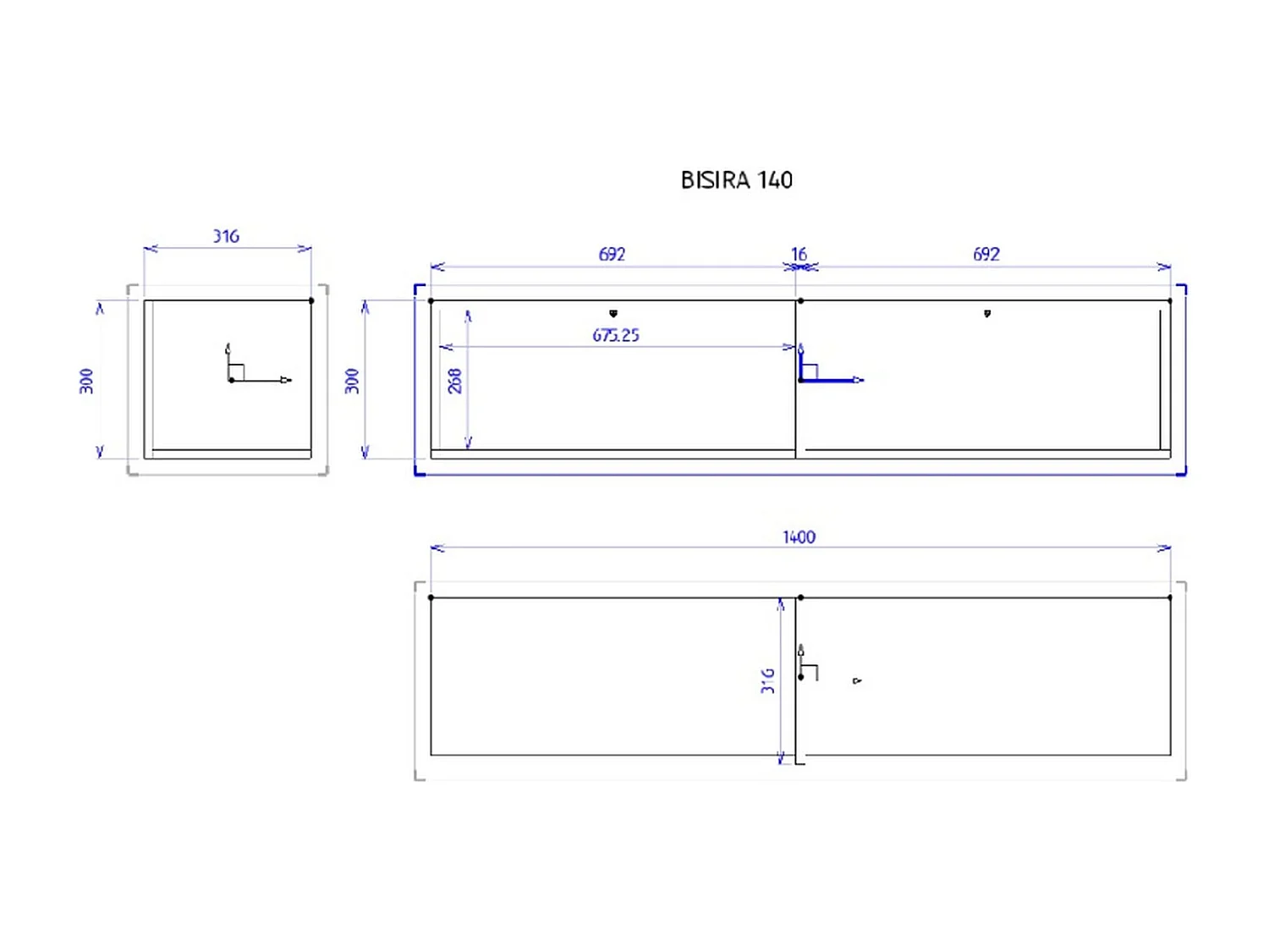 Mobile TV sospeso con effetto Marmo - Bianco Egger / Oro - 140 cm - Bisira