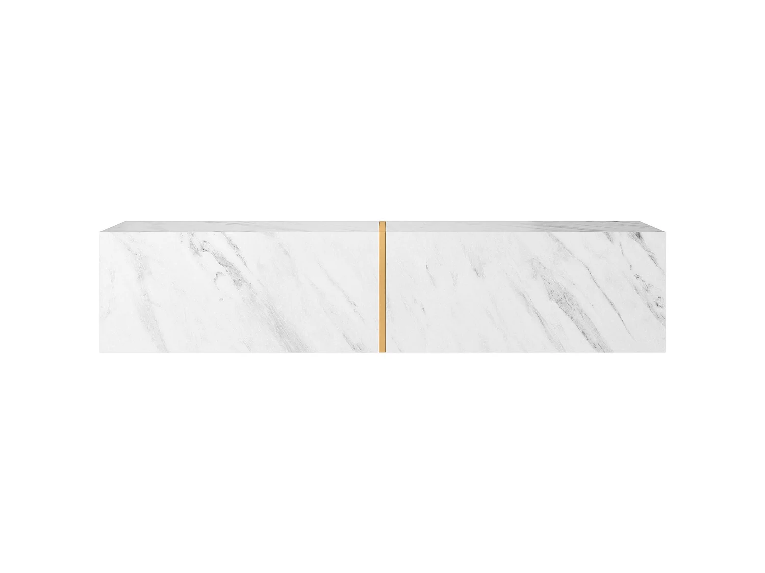 Mobile TV sospeso con effetto Marmo - Bianco Egger / Oro - 140 cm - Bisira