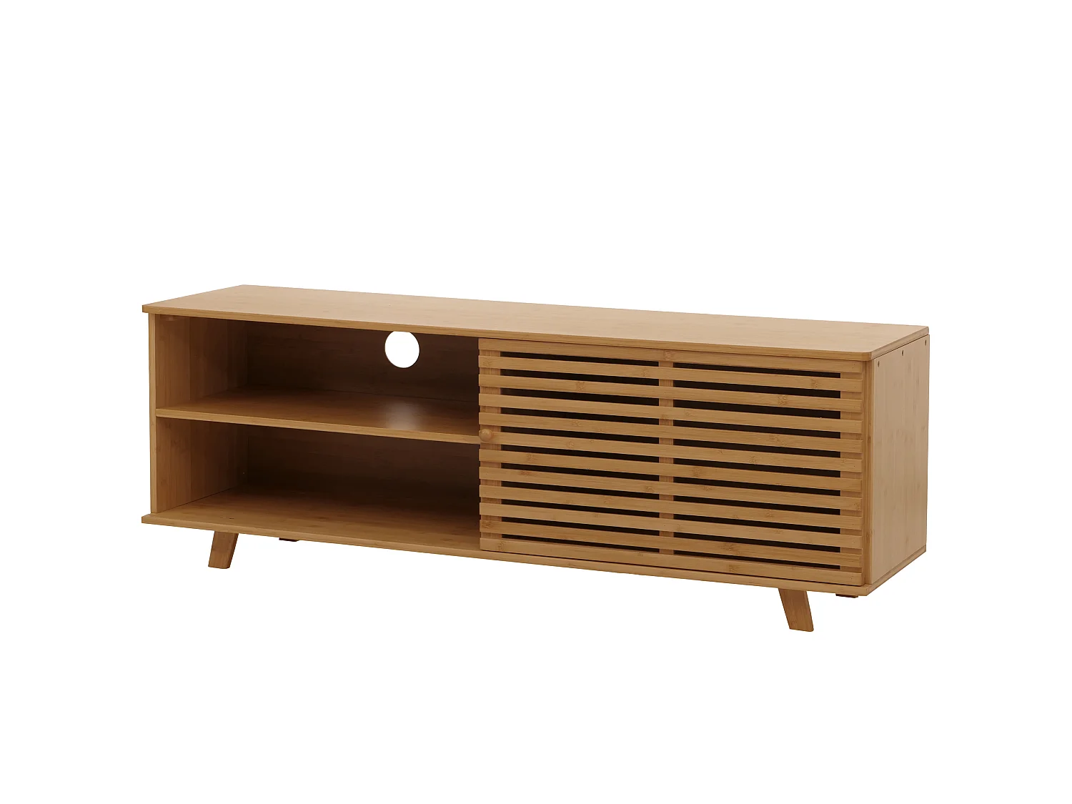 Bambus TV-Rack MCW-N80, Fernsehtisch Lowboard Kommode, Staufächer FSC®-zertifiziert 50x140x40cm