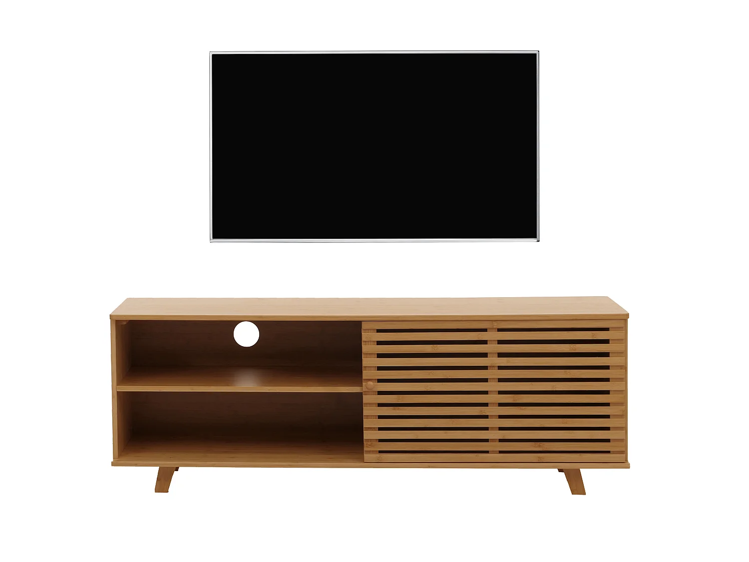 Bambus TV-Rack MCW-N80, Fernsehtisch Lowboard Kommode, Staufächer FSC®-zertifiziert 50x140x40cm